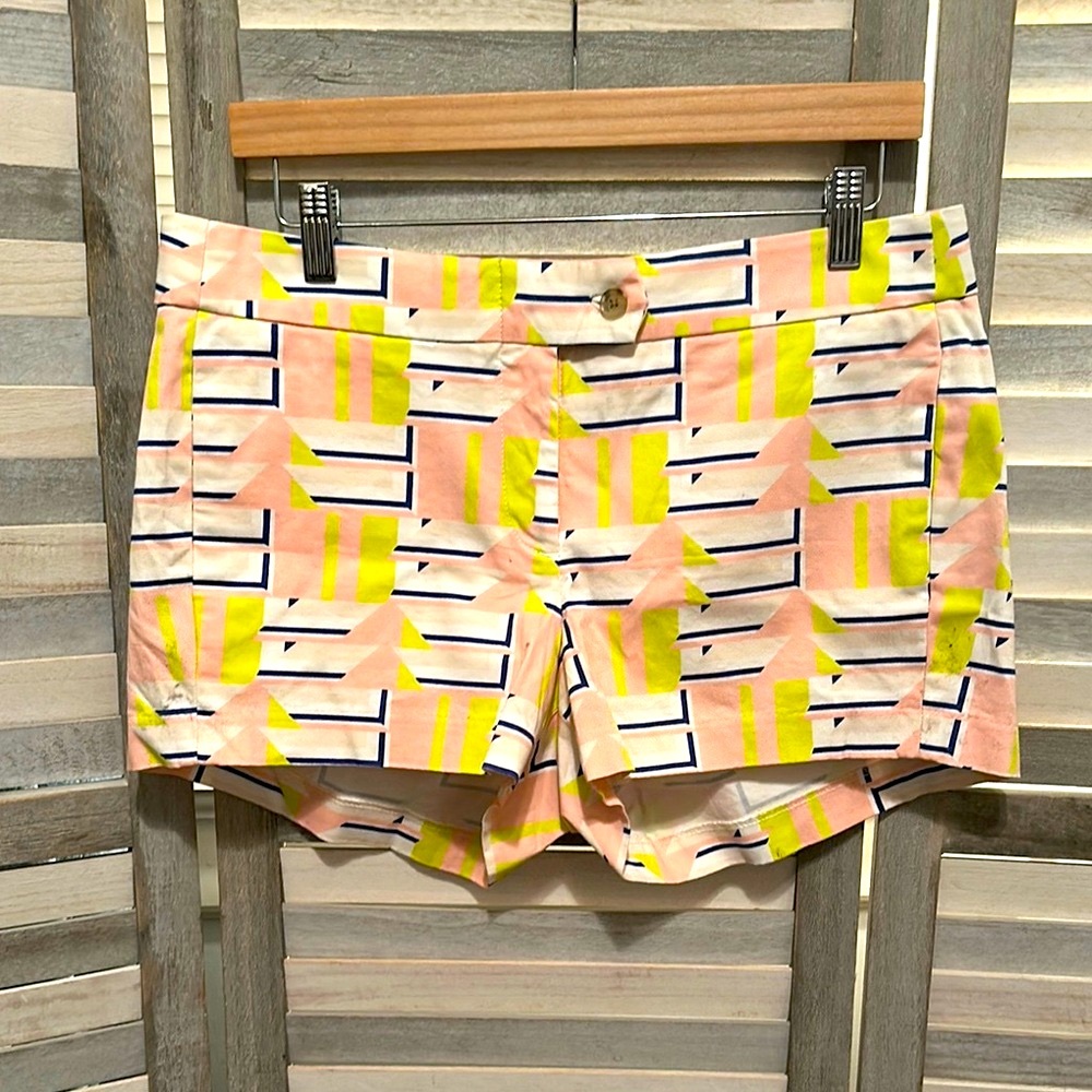 J. Crew Pink and Yellow Geometric Women's Shorts